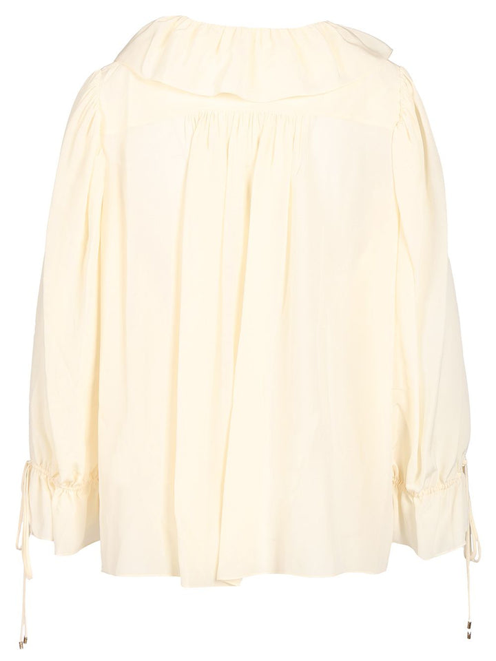Chloe' Long-Sleeved Shirt Tops - White | 168a1d2d572463e6642d6a8b55e6e669f3f59419