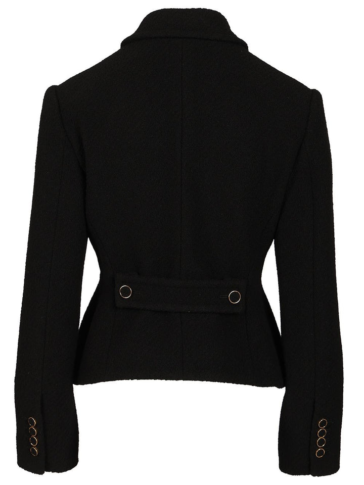 Chloe' Single-Breasted Short Blazer Jackets - Black | e8d53c11472dfc110b88a01f2306accf8e6d0067