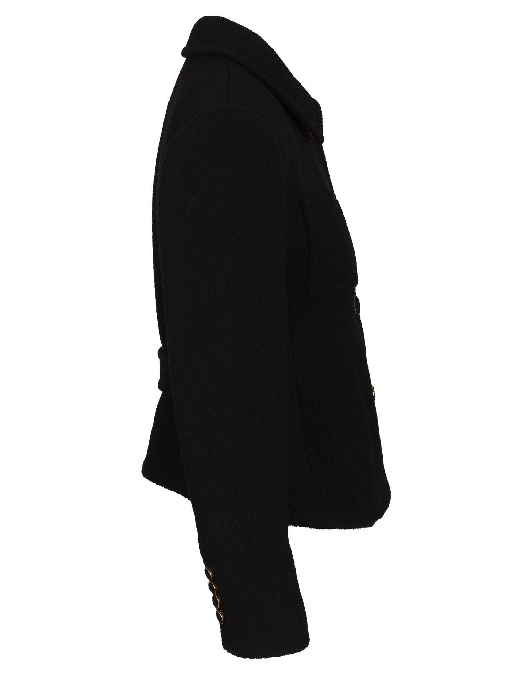 Chloe' Single-Breasted Short Blazer Jackets - Black | 4a5f34fa9340920a685c18385d083652145cead1