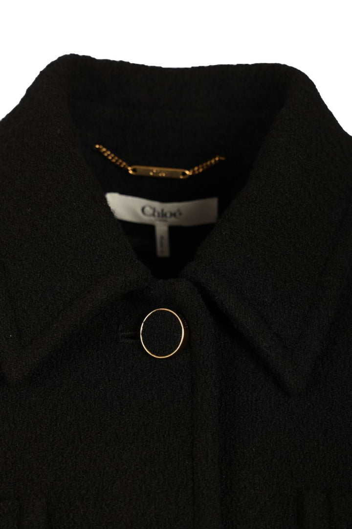 Chloe' Single-Breasted Short Blazer Jackets - Black | 67851bc37c11571f8f3da2ac578c0d08791c9322