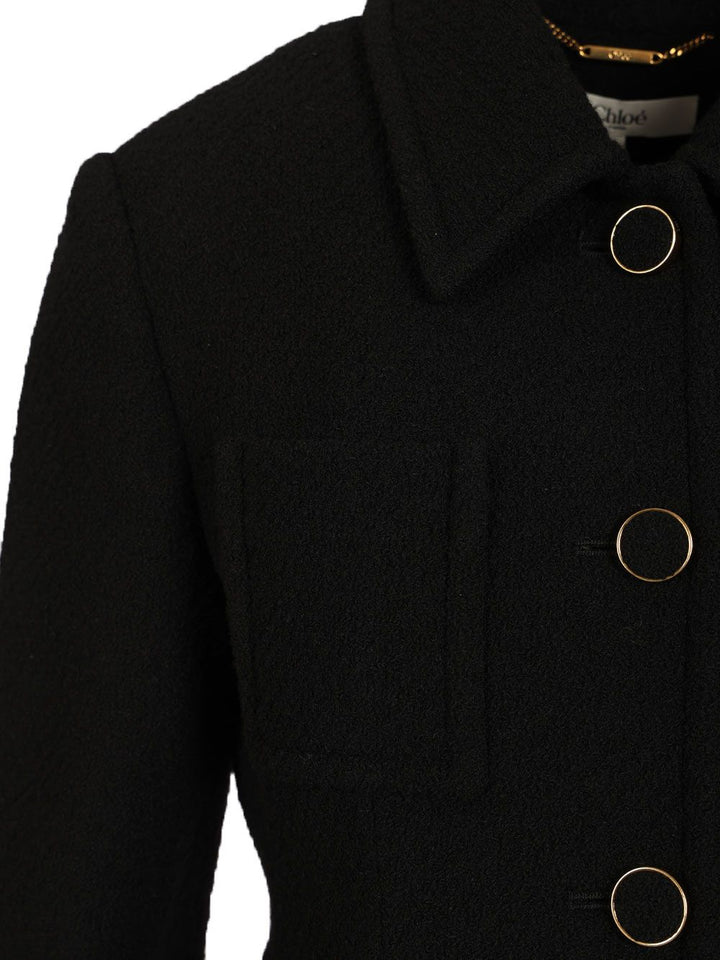 Chloe' Single-Breasted Short Blazer Jackets - Black | d89cca953cba6e72d32ef68c0fac175b9ffefbe3