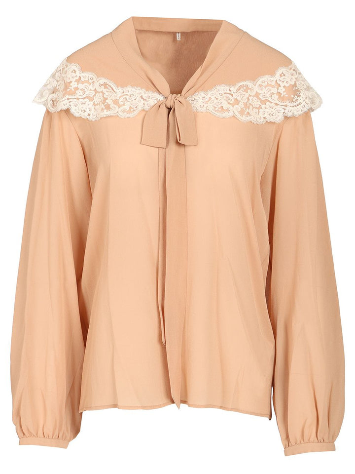 Chloe' Shirt With Laces Knitwear - Rose | c4fd46fc822b8d428619a64ed79405018b2f90e2