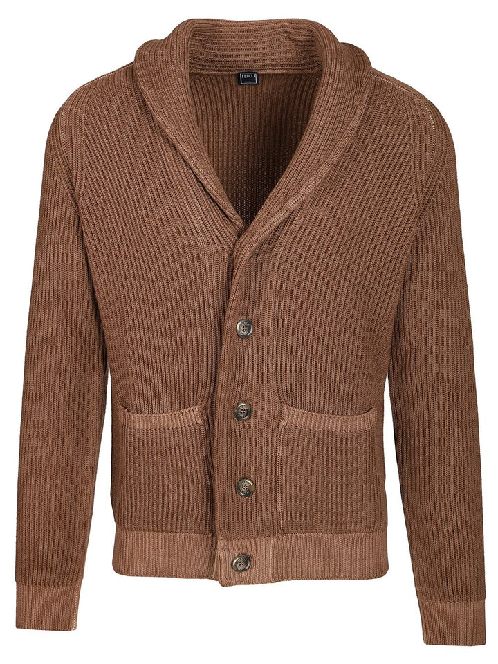Fedeli Shawl Cardigan Knitwear - Brown | 122ea83f6e97c623ce02a8c55f14a06add9f03da