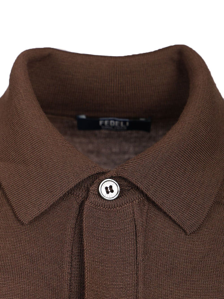 Fedeli Camicia  140s 100 Lana Knitwear - Brown | d1a829e80da57a7c28be53c79194309a7f901404