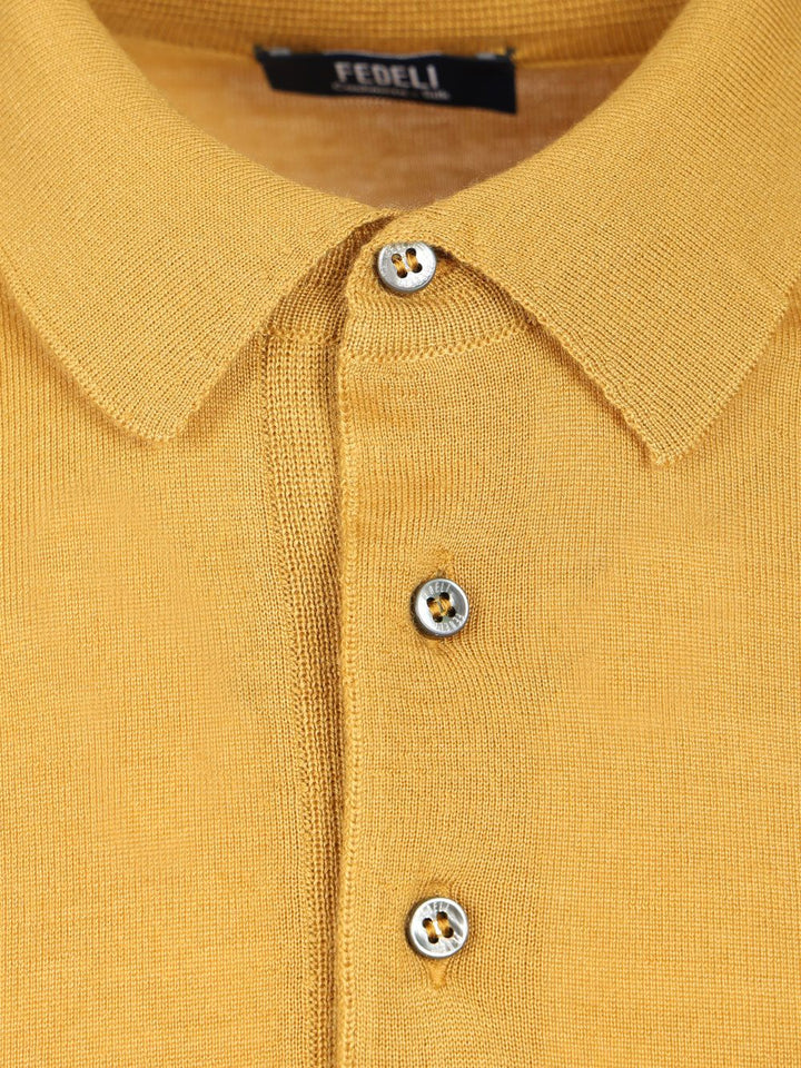 Fedeli Polo 70 Cach 30 Seta Knitwear - Yellow | f6d11a0c378e643ba28a99fb08359d6d9865571c