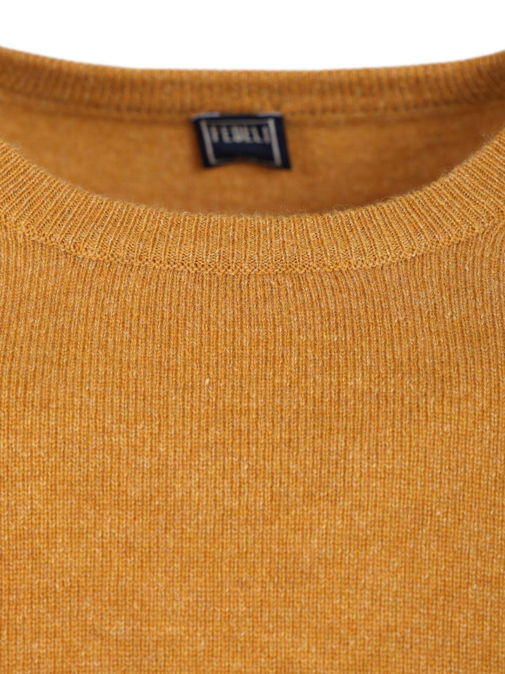 Fedeli Giro Slim 100 Cachemire Knitwear - Yellow | 36506865844db804c1593af40bf51f964f0901ba