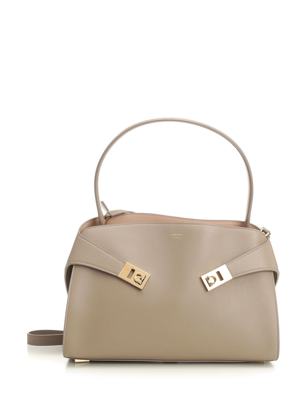Ferragamo Hug Shulder Small Soft Bicolor Shoulder Bags - Beige | 64249ce82bb35236ba99f13c29145765b07c9110
