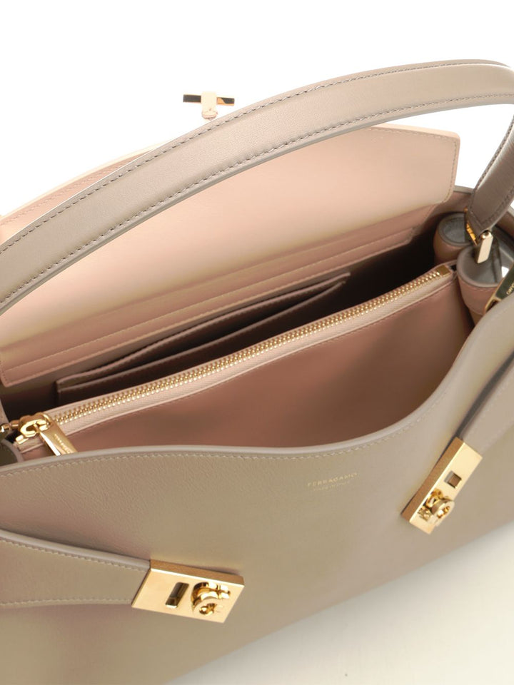 Ferragamo Hug Shulder Small Soft Bicolor Shoulder Bags - Beige | 7bb2d0192d7d1161a9616cd8253770305459e02a