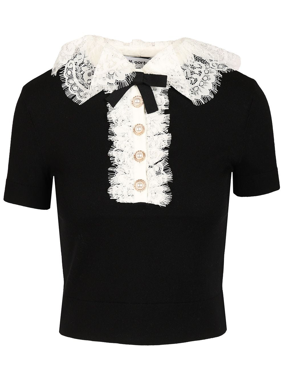 Self-Portrait Knitted Top Knitwear - Black | cd00a9ac92f4abbe1efea8069df2424eda4baa9a