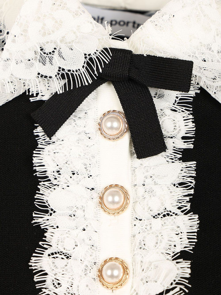 Self-Portrait Knitted Top Knitwear - Black | 7ed7257a5a36fed5d02f683059a109508eb03366