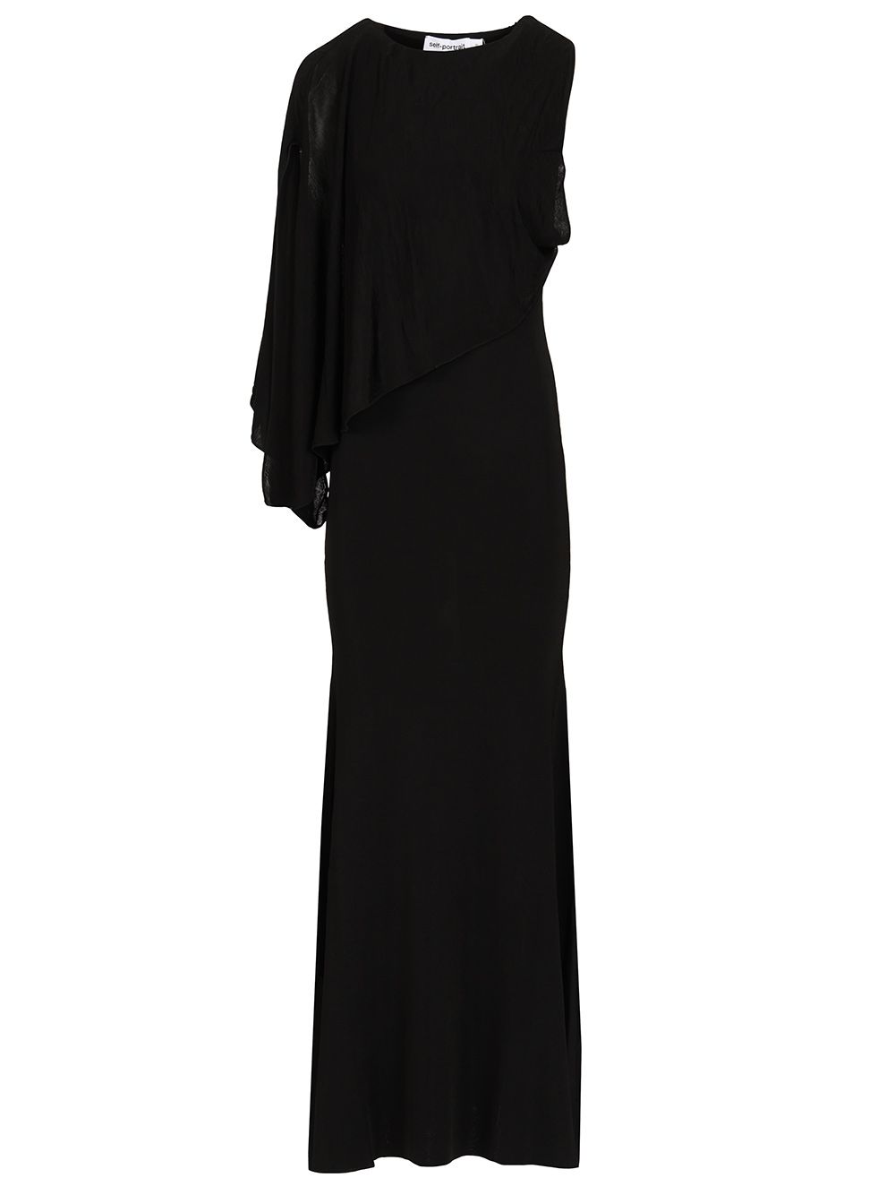 Self-Portrait Long One-Shoulder Dress Dresses - Black | 16d58c43732ec323ca9afa5d5b12624bdf132d44