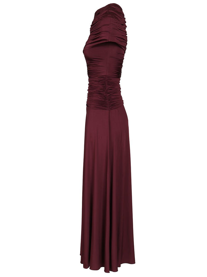 Self-Portrait Ruffled Midi Dress Dresses - Bordeaux | 373f89a859c4b70a31d8f64abcdf641924f5229f