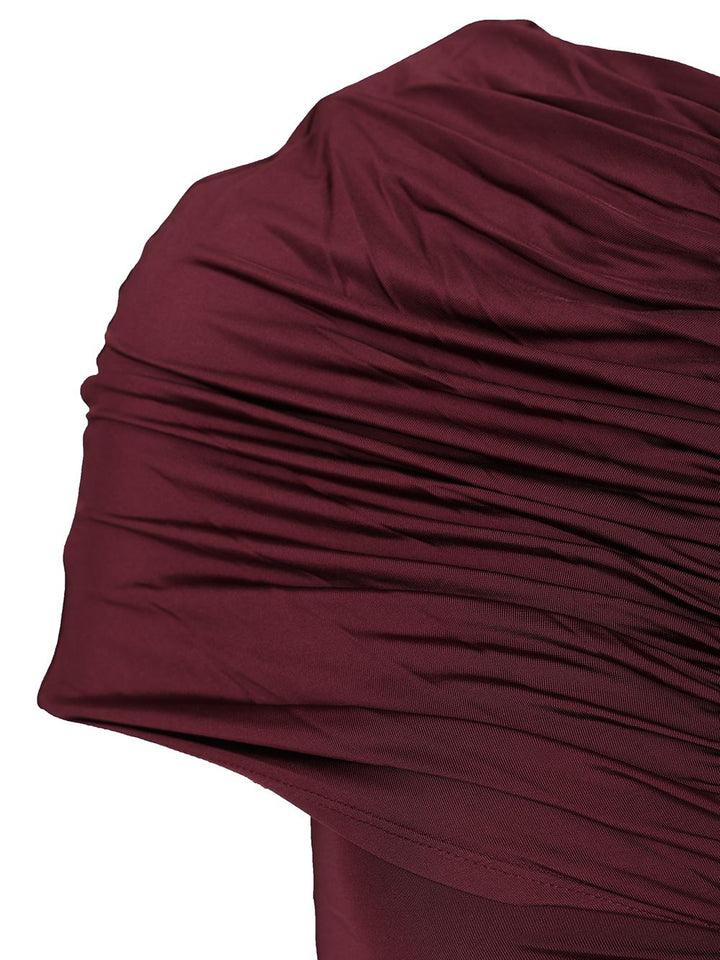 Self-Portrait Ruffled Midi Dress Dresses - Bordeaux | d0bb5ccf1a04ff4f05b01856bfcc0e889f63f23f