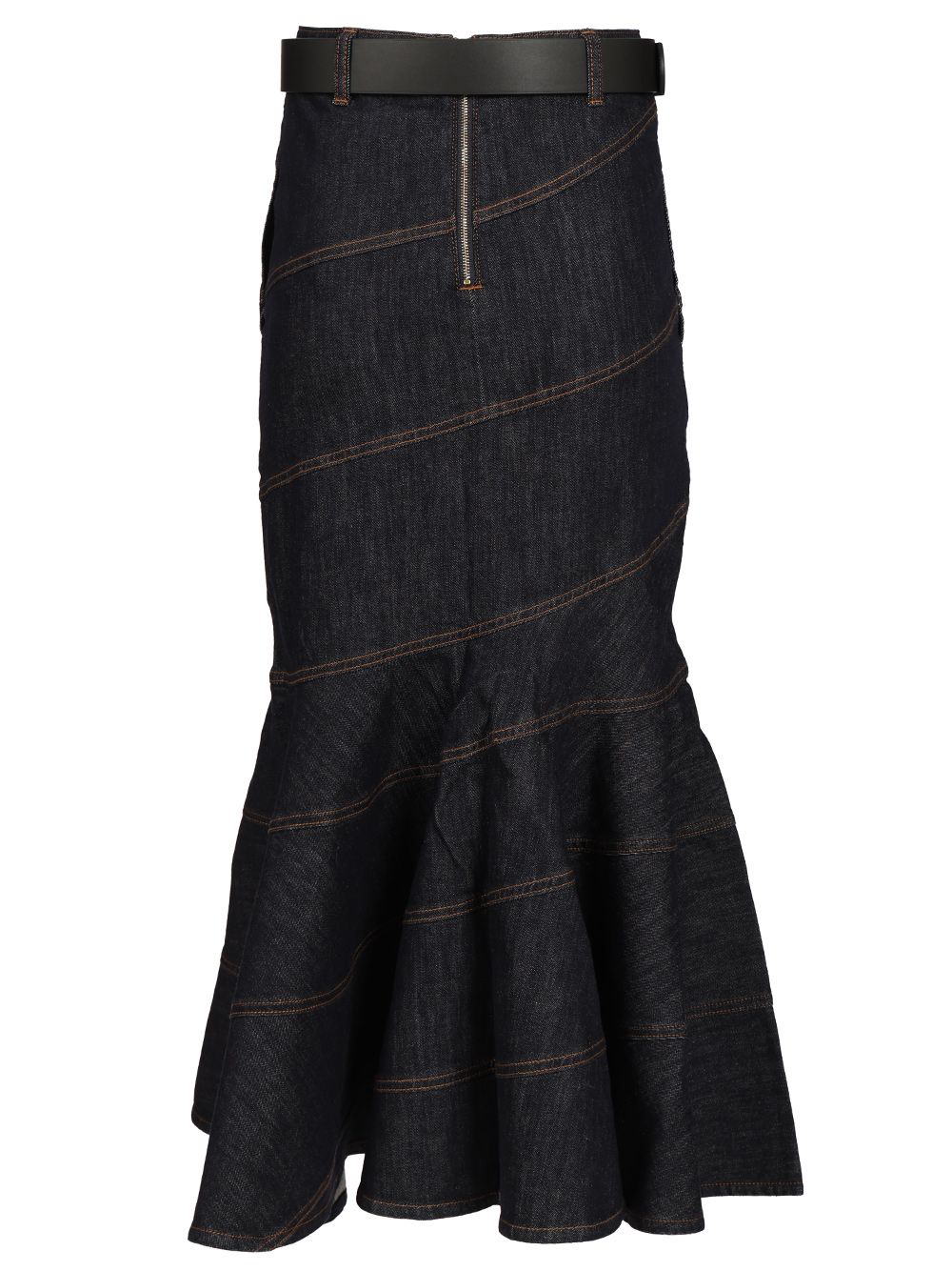 Self-Portrait Midi Skirt With Belt Skirts - Blue | d2e519d6209129edbfc49c716ac07036117d8827