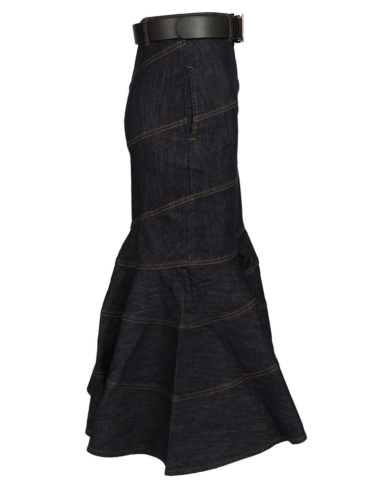 Self-Portrait Midi Skirt With Belt Skirts - Blue | 1263d7fcc64af6a6aca4ca2bf98e28f4a0ae2d26