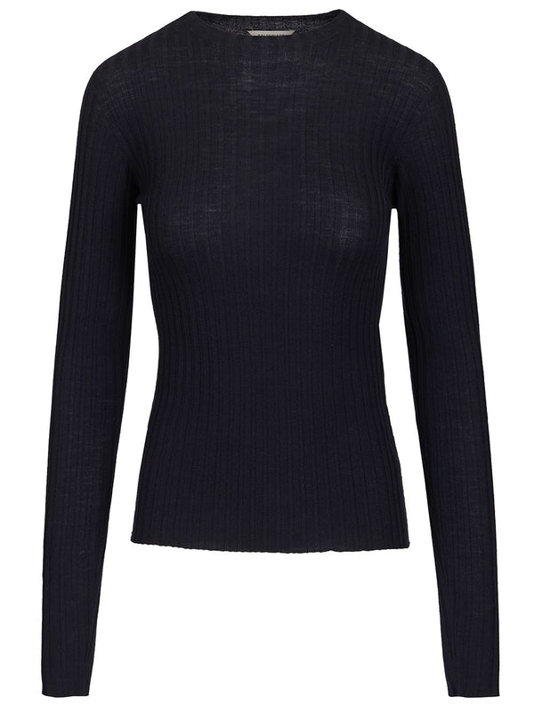 Ribbed Knit Sweater Knitwear Blue