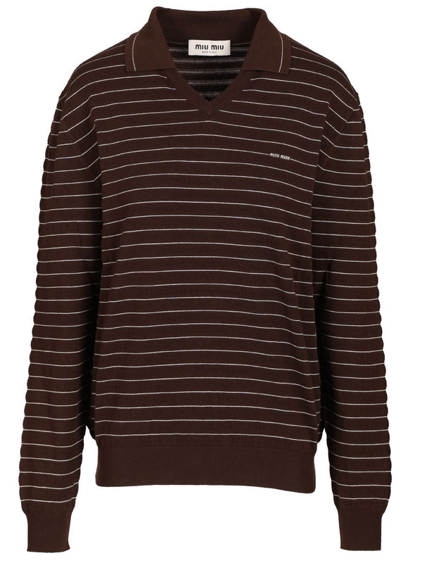 V-Neck Sweater Knitwear Brown