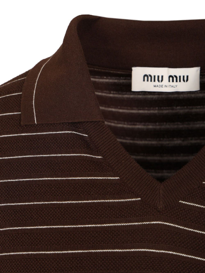 Miu Miu V-Neck Sweater Knitwear - Brown | 161f957cf852a510815ed2fbf68cca68d97365cd