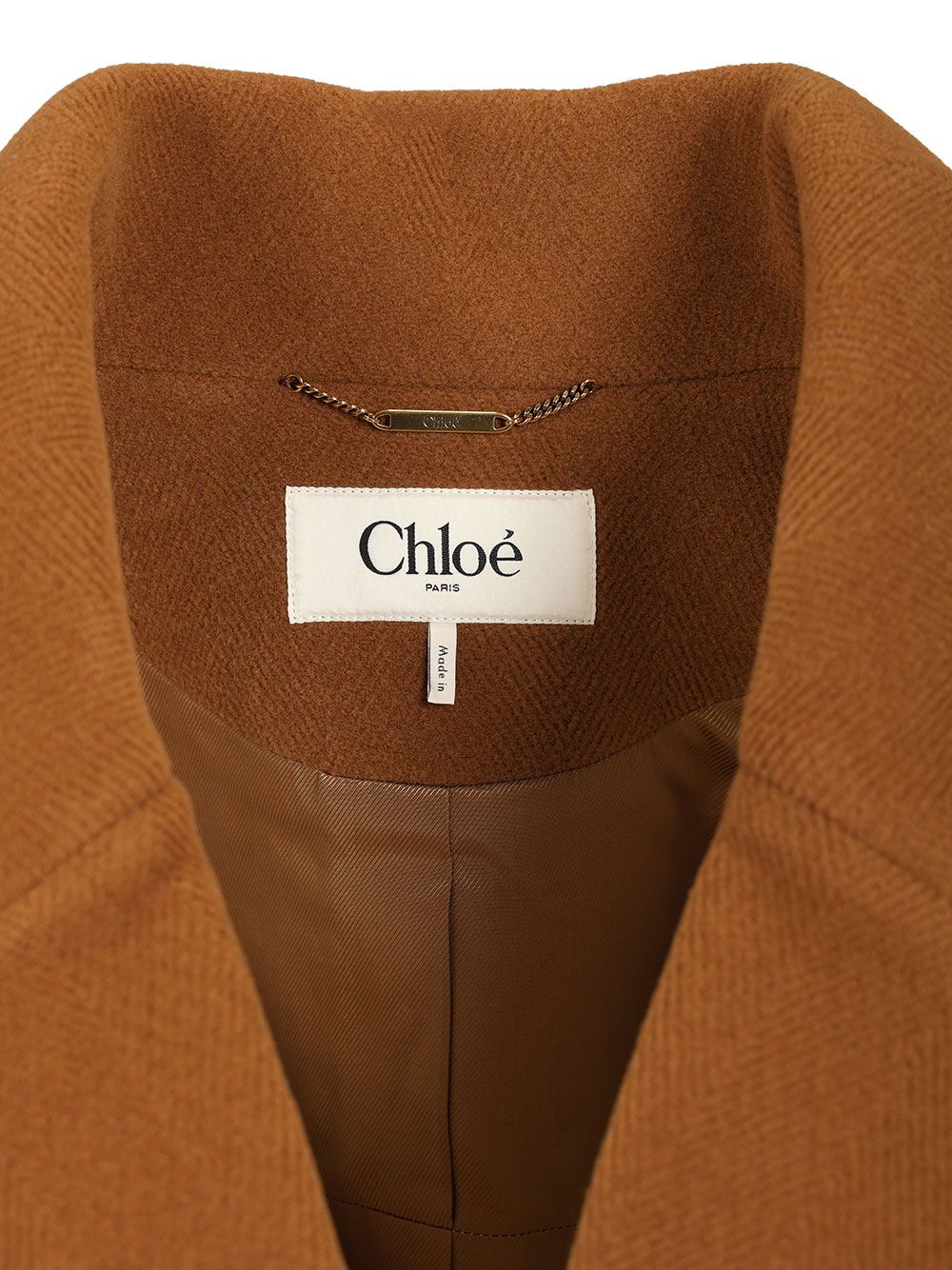 Chloe' Short Double-Breasted Wool Coat With Herringbone Pattern Jackets - Brown | 23ea79b2d1582f68c01b79c006196be994a6a67a