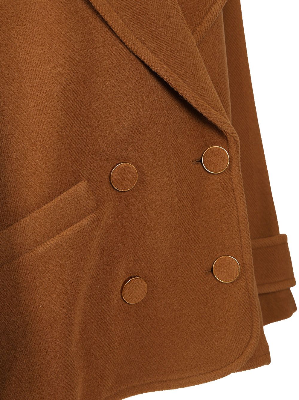 Chloe' Short Double-Breasted Wool Coat With Herringbone Pattern Jackets - Brown | f99b0159195ab9a7360ac82c180b282ff963724b
