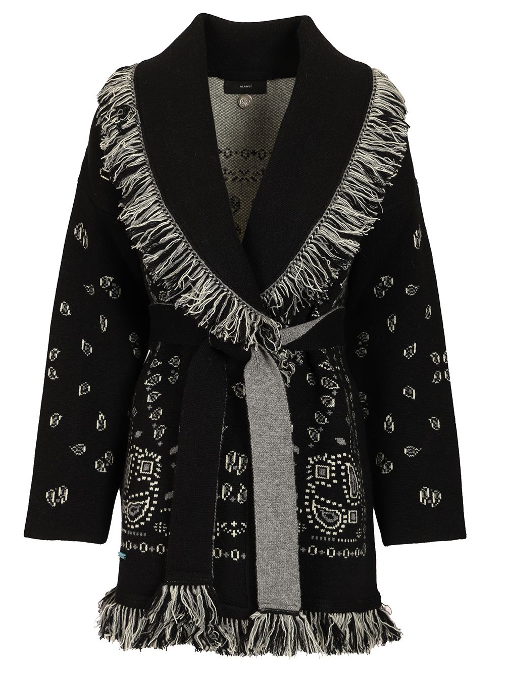 Alanui Cashmere Bandana Cardigan Knitwear - Black | 7ab464e5f68929d1301885bf7368d2be9d114fa5