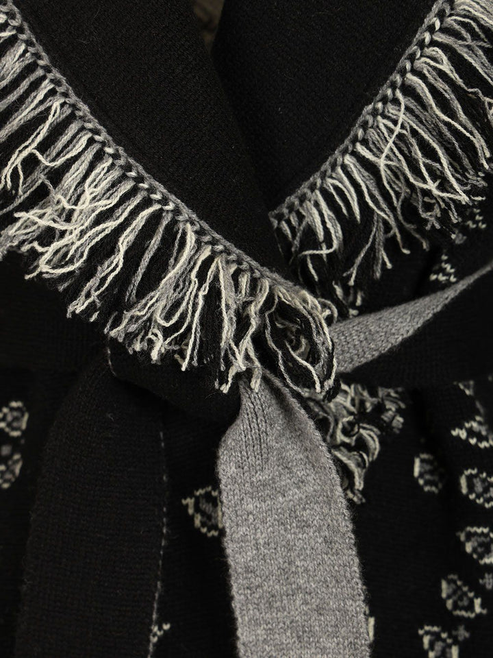 Alanui Cashmere Bandana Cardigan Knitwear - Black | 08a30564df27e6a1e62f12eea2c97dd142cfe137