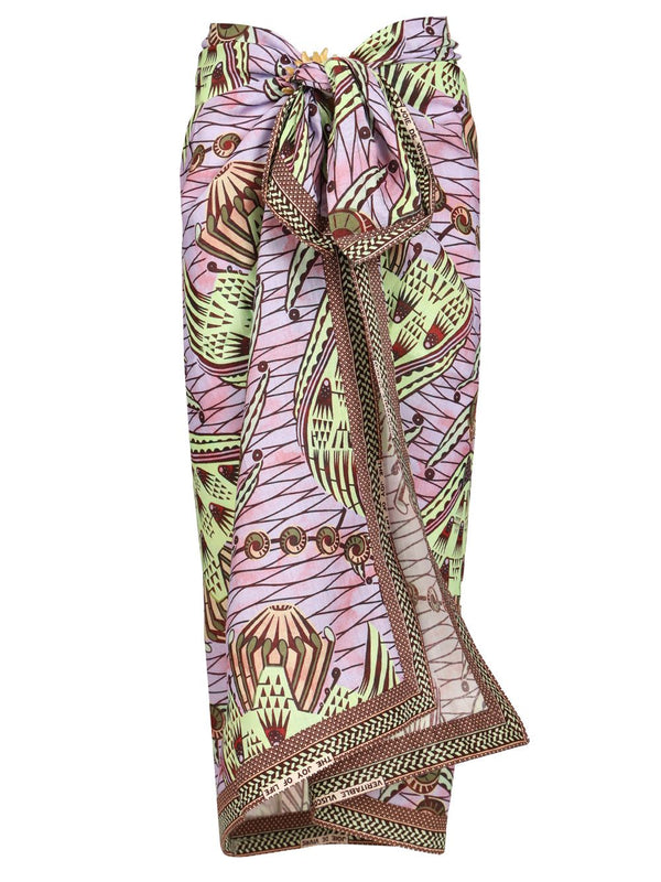 Sarong Skirt With Strange Flower Print Skirts Multicolor