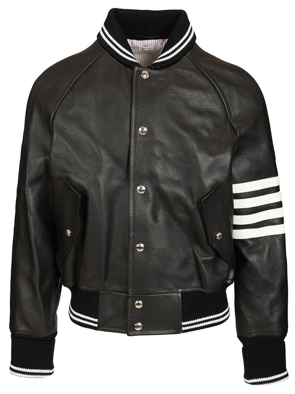 Raglan Sleeve Blouson Jacket (24) In Deerskin Printed Calf Leather Jackets Black