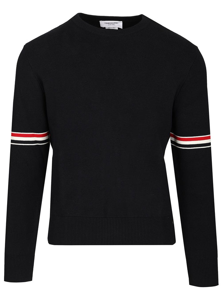 Thom Browne Milano Stitch Crew Neck Sweater Knitwear - Blue | 219fa9568eb3036686bcf03e37cab350f7455b70