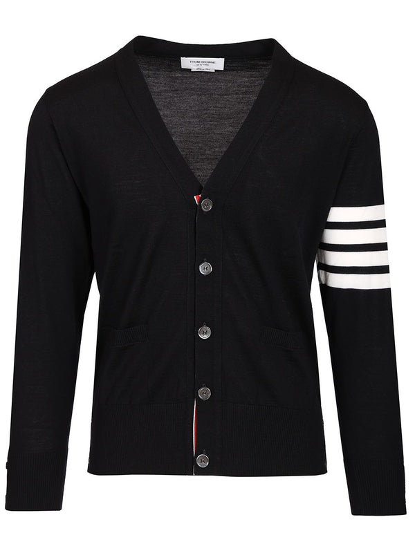 Classic 4-Barrelled Merino Wool Cardigan Knitwear Blue