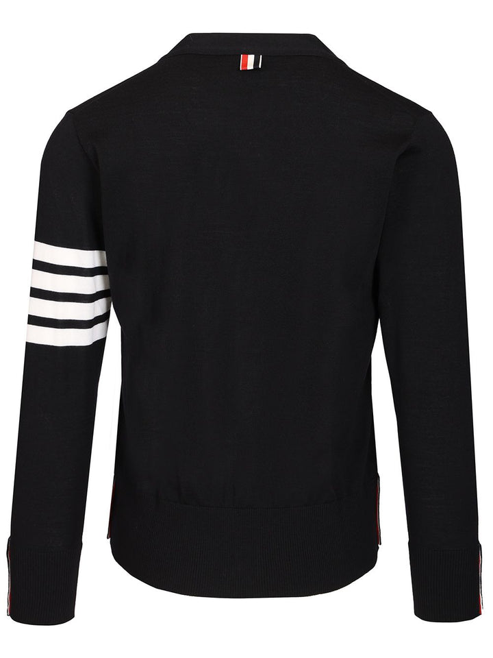 Thom Browne Classic 4-Barrelled Merino Wool Cardigan Knitwear - Blue | 3b7675112a61d0bc6f05769b0a4f6f0055173fa9