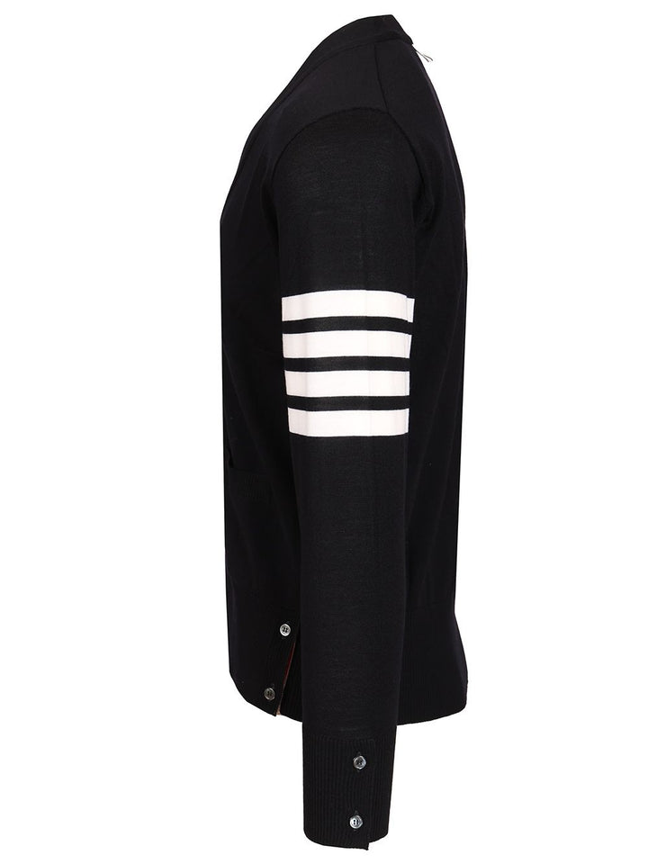 Thom Browne Classic 4-Barrelled Merino Wool Cardigan Knitwear - Blue | d667e063a0431c01ed5c291659a3694b5257b86a