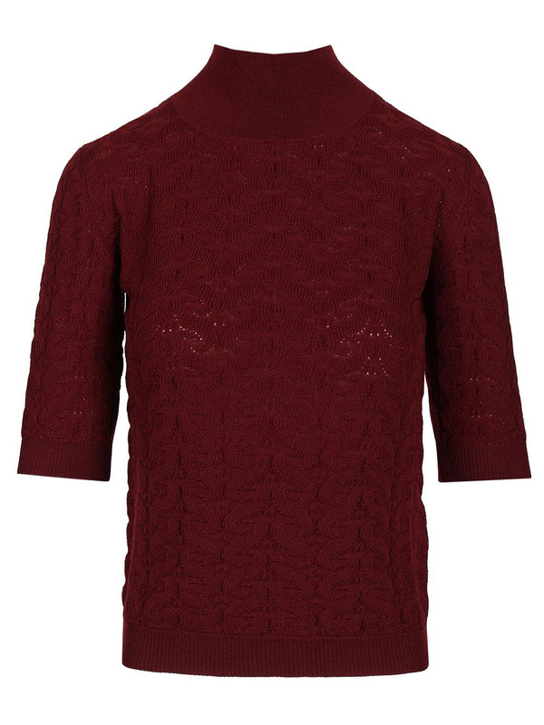 Mock Neck Sweater Knitwear Bordeaux