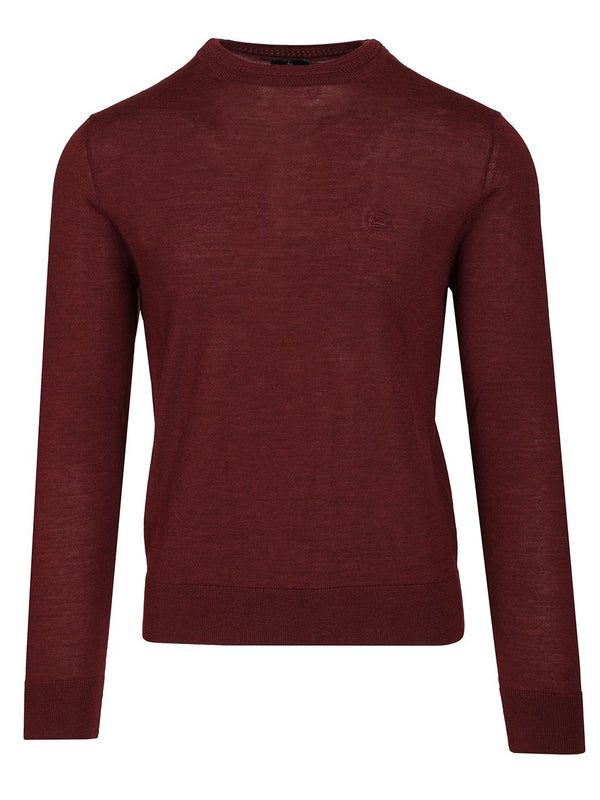 Fuji Knitted Crewneck Wool Silk Knitwear Bordeaux