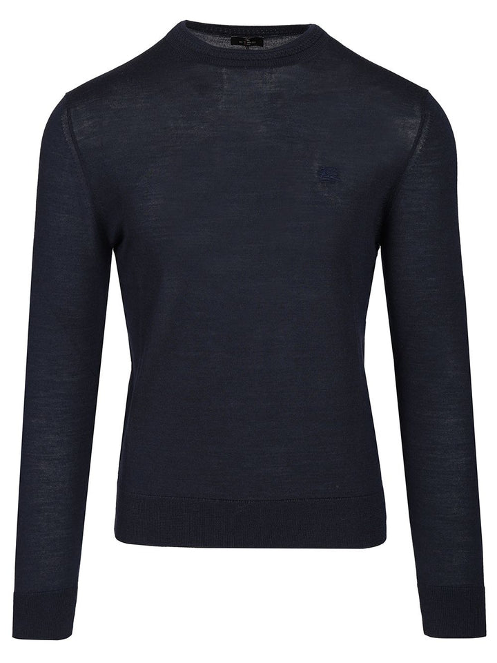 Etro Fuji Knitted Crewneck Wool Silk Knitwear - Blue | 42489391673692bb076eb69dd1a92ec4a9ec1e30