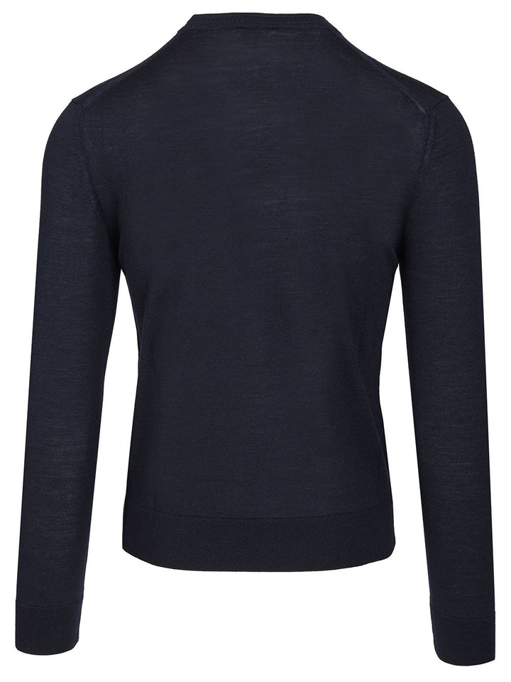 Etro Fuji Knitted Crewneck Wool Silk Knitwear - Blue | 6479c621f326c9d1df9d98c8d6f2bccf3e1ac55d