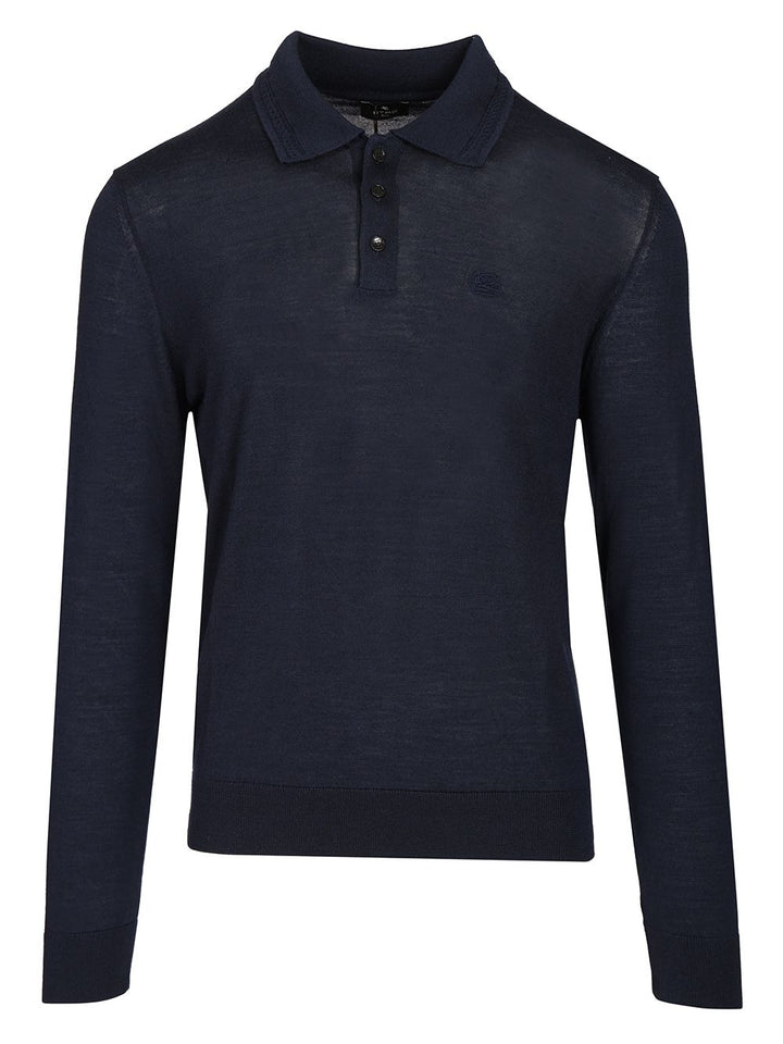 Etro Wool And Silk Polo Shirt Knitwear - Blue | 2ef5330e9cbfe90fe20d0e269a1f6ffe56d717c0