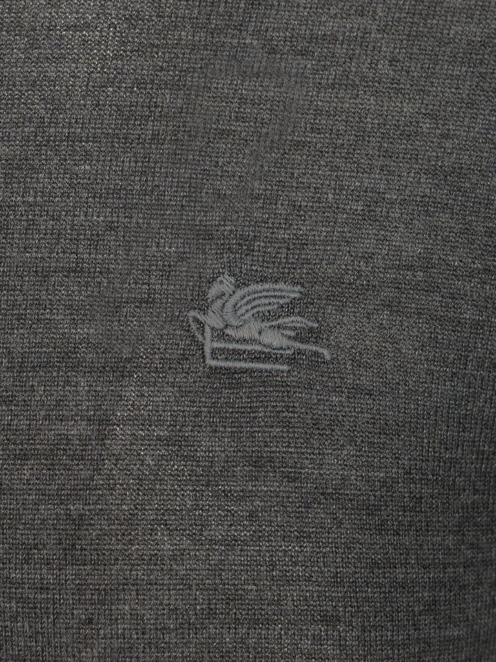 Etro Fuji Knitted Crewneck Wool Silk Knitwear - Grey | e90fecf680f99d85b56e39967bdf9228ed9cc46b