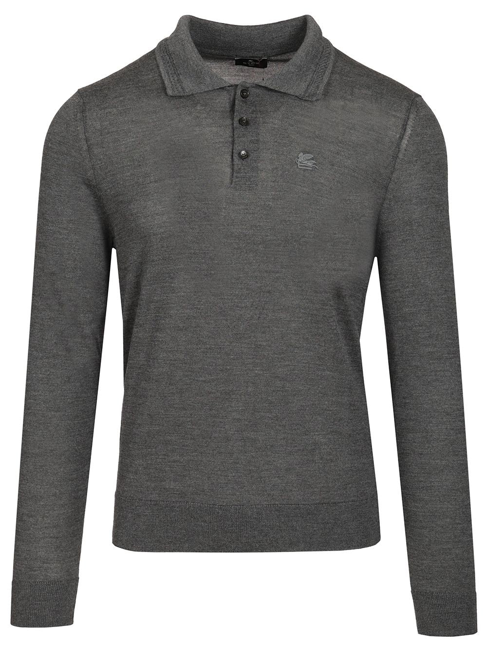 Etro Wool And Silk Polo Shirt Knitwear - Grey | 6acddab6a680ff2dea1cdefc13195b75ed66e70f