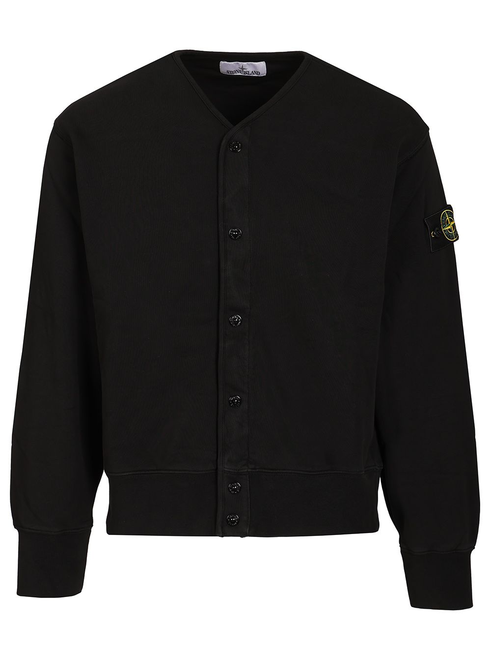 Stone Island Organic Cotton Fleece Cardigan Sweatshirt Sweatshirts - Black | 7a13b29439586507455756ca04985f0382ed4c2d
