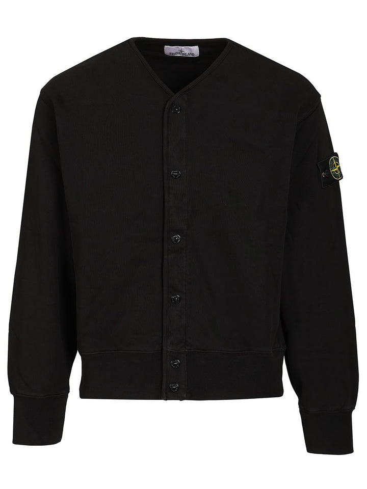 Stone Island Organic Cotton Fleece Cardigan Sweatshirt Sweatshirts - Black | 7a13b29439586507455756ca04985f0382ed4c2d