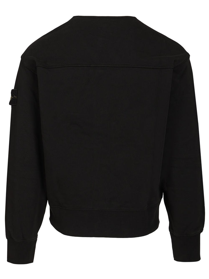 Stone Island Organic Cotton Fleece Cardigan Sweatshirt Sweatshirts - Black | 848bd9e94218e8d562f447bf5bffcbdd356d3257