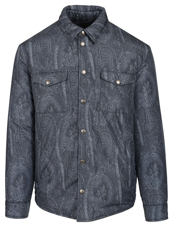 Padded Paisely Overshirt Jackets Blue