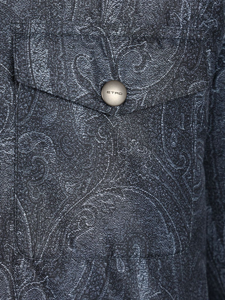 Etro Padded Paisely Overshirt Jackets - Blue | c474f42f29feff9decc0fea19fbfec082fda11ca