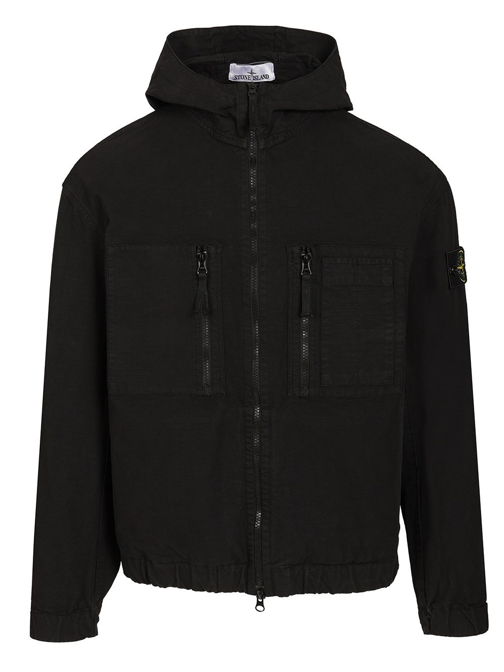 Stone Island Organic Cotton Ripstop Hooded Overshirt Sweatshirts - Black | 8bd9e759ce2c03fbc4b4c17a605f3e130103f452