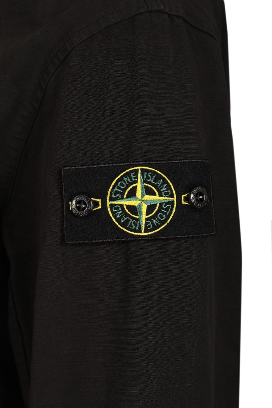Stone Island Organic Cotton Ripstop Hooded Overshirt Sweatshirts - Black | 368b57668d1f01ca3356eb7c739f47c635e1fbb0