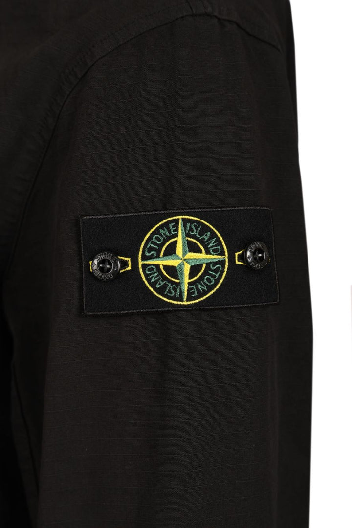 Stone Island Organic Cotton Ripstop Hooded Overshirt Sweatshirts - Black | 368b57668d1f01ca3356eb7c739f47c635e1fbb0