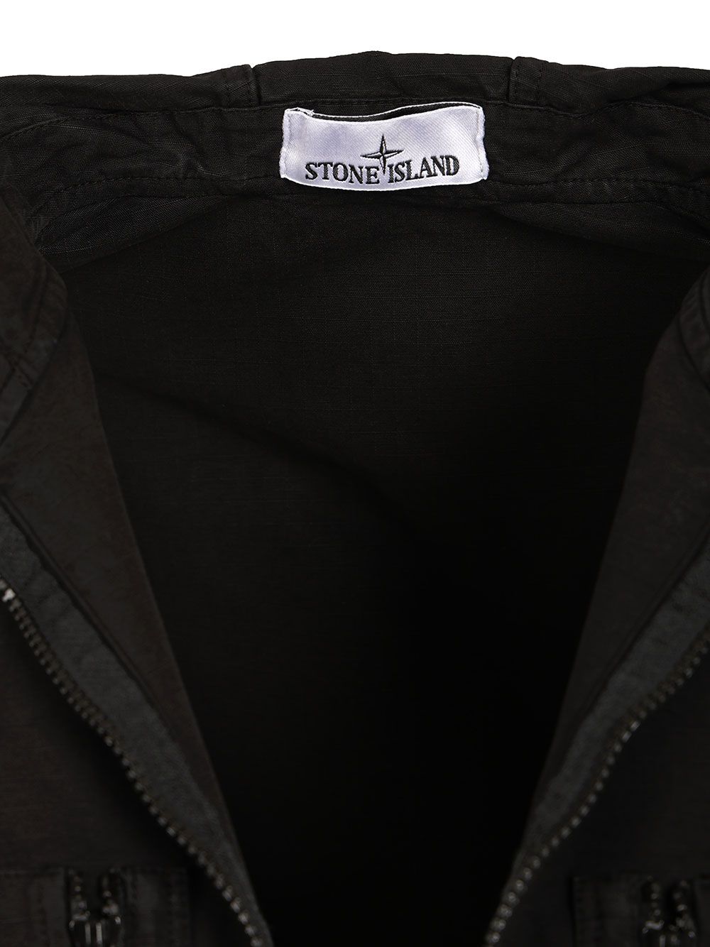 Stone Island Organic Cotton Ripstop Hooded Overshirt Sweatshirts - Black | 377ef0be1684319f922223635f76b171773aade7