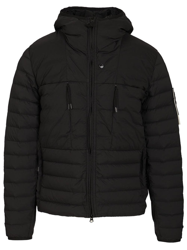 Hooded Down Jacket In Stretch Fabric Coats Black