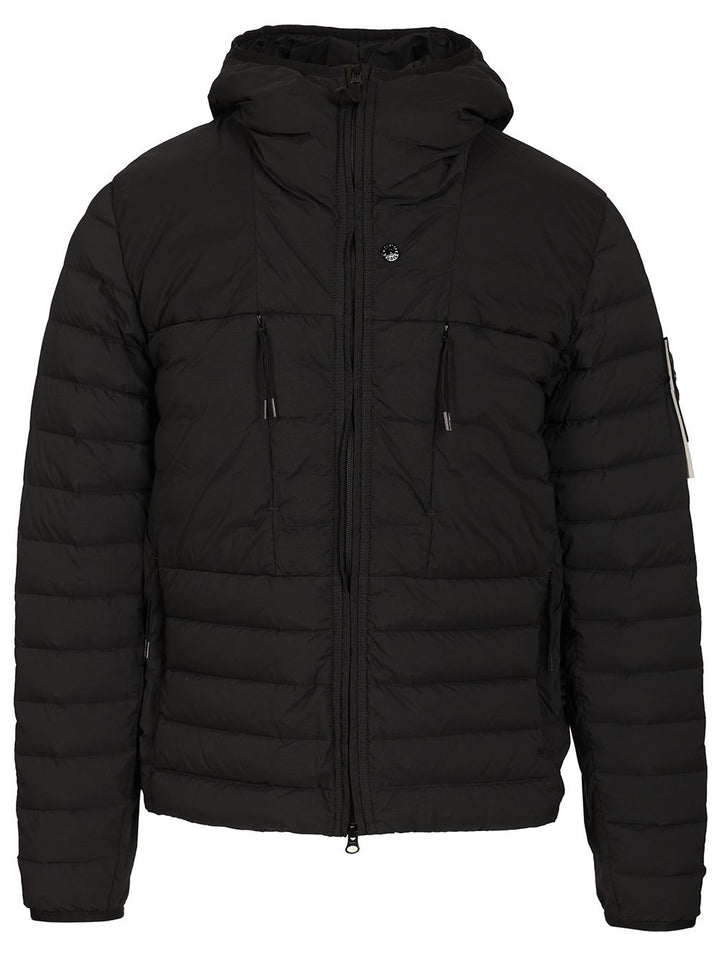Stone Island Hooded Down Jacket In Stretch Fabric Coats - Black | 24ff901bb5eec6697a760529ed74262db10393e9